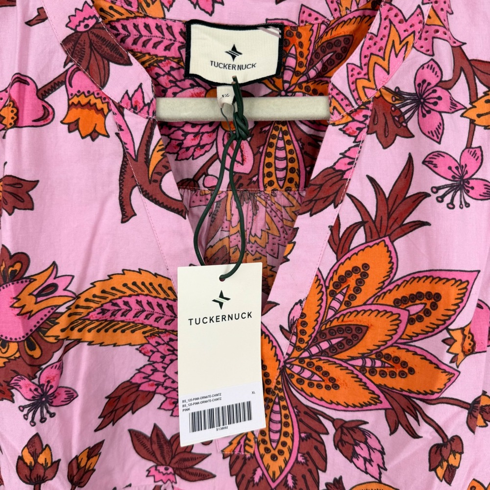 Tuckernuck Pink Ornate Chintz Dress XL Floral Tiered Mini Fairy Boho Indie NWT - Picture 4 of 9